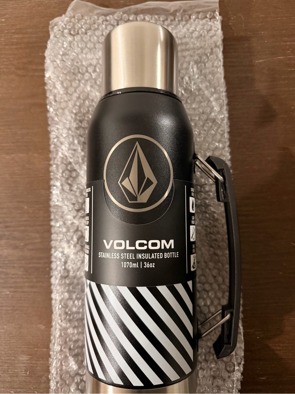 Volcom Black & Silver Stainless Steel Insulated Bottle